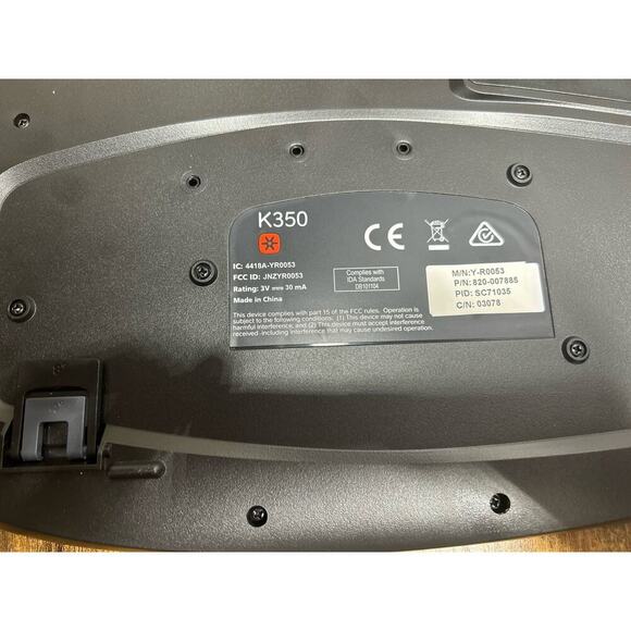 Logitech K350 Wave Keyboard Black Wireless Ergonomic NO USB Receiver Dongle - Picture 7 of 7